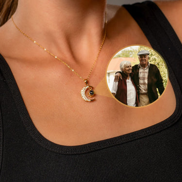 Lucky Moon Photo Personalised Necklace - Photo Necklace - Photo Projection Necklace Necklace Brother & Sisters